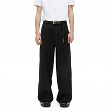 MTLCLOTHES男装| 秋季新款打褶西裤男宽松直筒纯色百搭通勤休闲裤