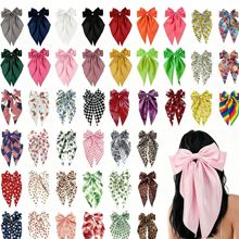 跨境爆款超大蝴蝶结长飘带发夹弹簧夹后脑勺女气质ins风顶夹发饰