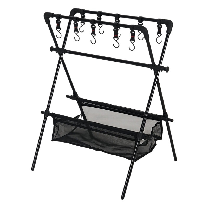 Acampar al aire libre plegable rack camping auto-conducción rack de secado