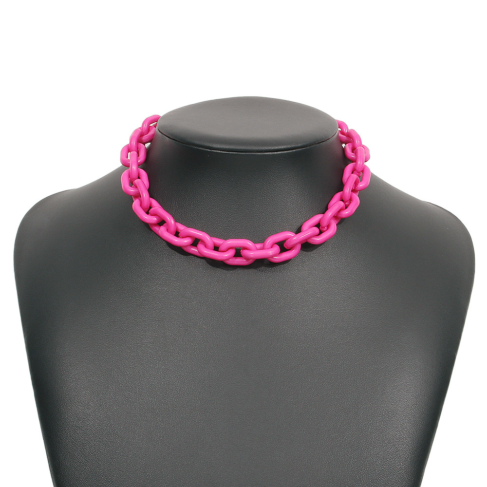wholesale jewelry punk style color thick chain necklace nihaojewelry