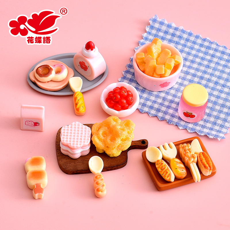 粉色少女心零食甜品 仿真食玩奶油胶diy冰箱贴娃屋装饰品树脂配件