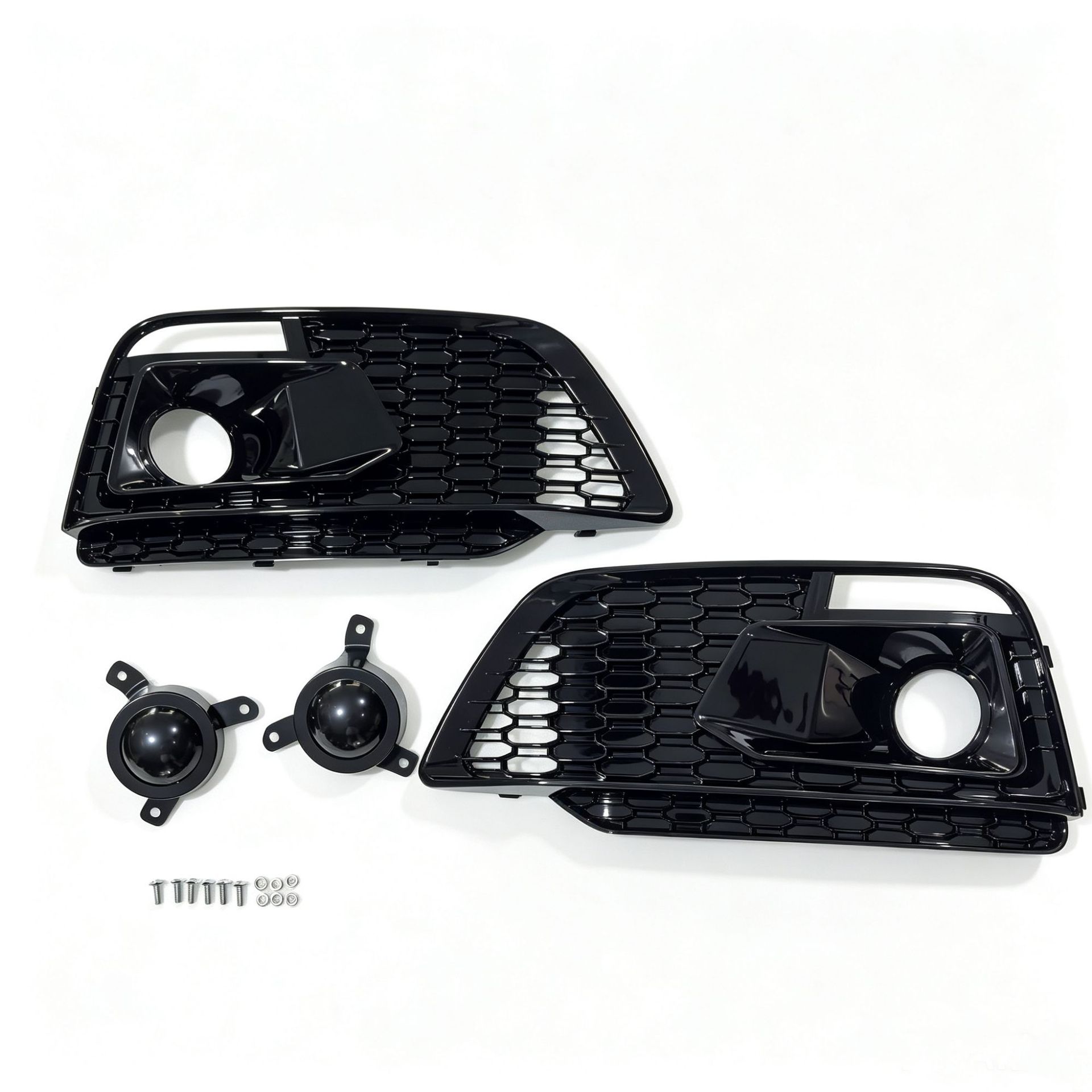 Suitable for 2018 2019 2020 Audi Q5 Fy Fog Light Grille Honeycomb Mesh Glossy Black Sline Adaptation