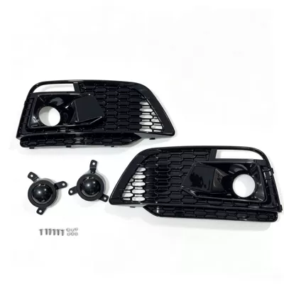 Suitable for 2018 2019 2020 Audi Q5 Fy Fog Light Grille Honeycomb Mesh Glossy Black Sline Adaptation (Light frame) - 2018-2020-q5-fy-honeycomb-fog-light-frame-set-for-sline-bar
