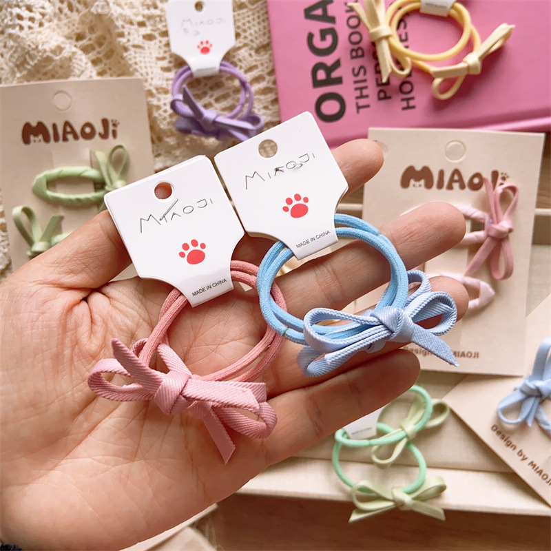 儿童春季小清新纯色基础BB夹女童手工手打蝴蝶结发夹亲子款侧边夹详情3