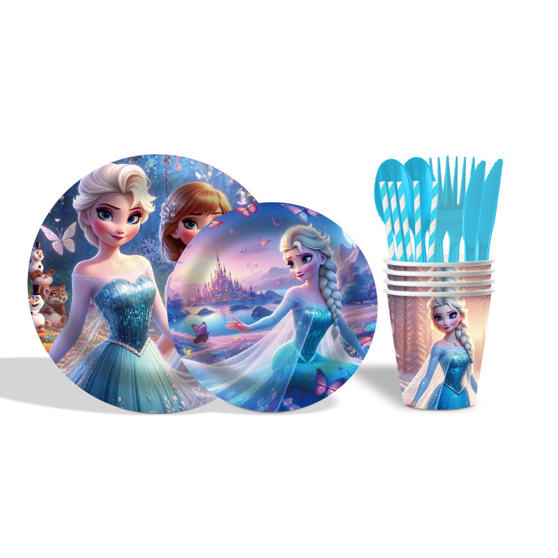 Amazon アナと雪の女王 使い捨て紙皿、紙コップ、ペーパータオル、テーブルクロスセット 誕生日パーティー パーティーデコレーション用品|undefined