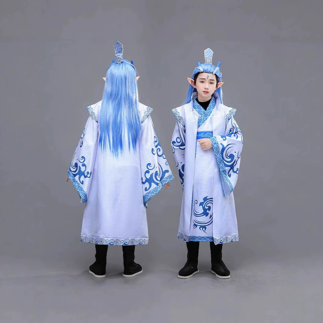 Детский комплект одежды на 1 июня, костюм для косплея Ао Бин, одежда в том же стиле, парик, драконьи рога, костюм для косплея для мужчин, китайский модный стиль.