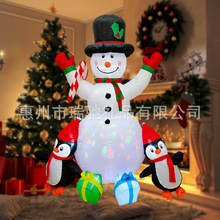 跨境圣诞现货LED发光充气雪人摆件户外充气装饰品庭院圣诞节气模