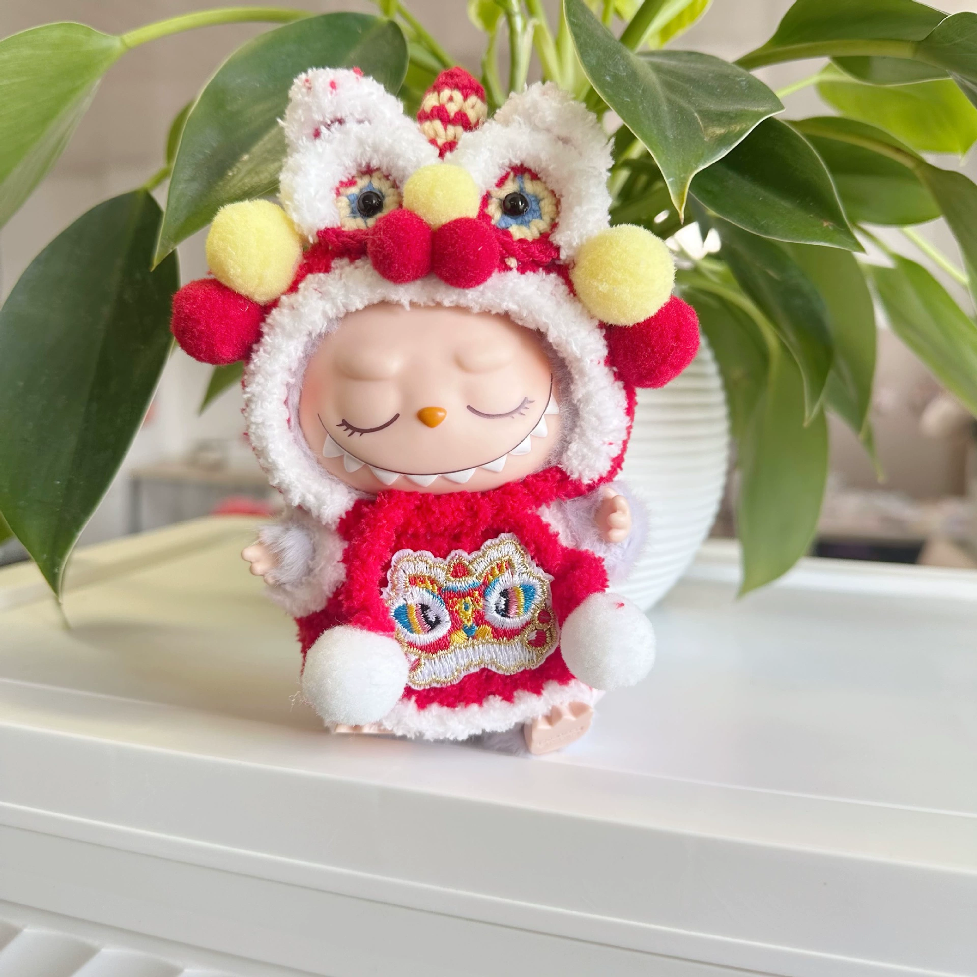 Одежда только] одежда кукол rabbu, Новогодняя одежда LABUBU, ручная работа, костюм львиной танца милый