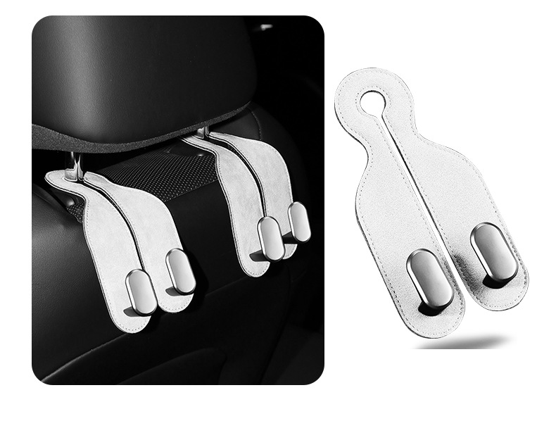 Car Seat Back Phone Holder Storage Dual Hook Alcantara Interior