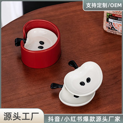 陶磁器の食器の創意的な漫画のつけ物の皿の家庭用調味料の皿のセットの皿は缶の鍋の醤油の酢の皿を収納します。