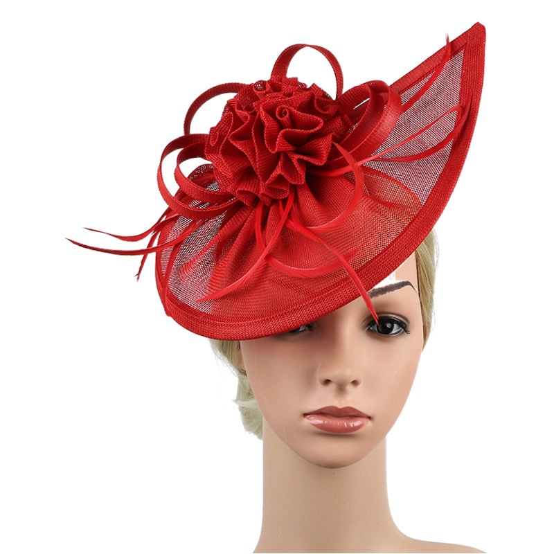 2023 imitation linen bridal fashion headdress flower Jockey Club headdress socialite evening dress small hat female hair accessories