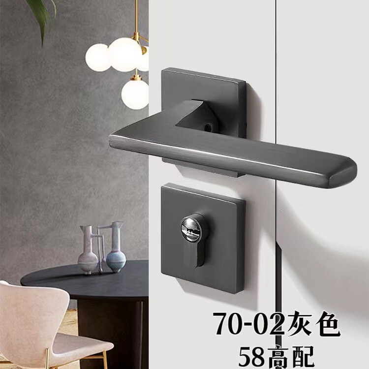 耐奢锌合金室内执手木门锁厂家静音分体锁具房间门锁卧室黑色磁吸|undefined
