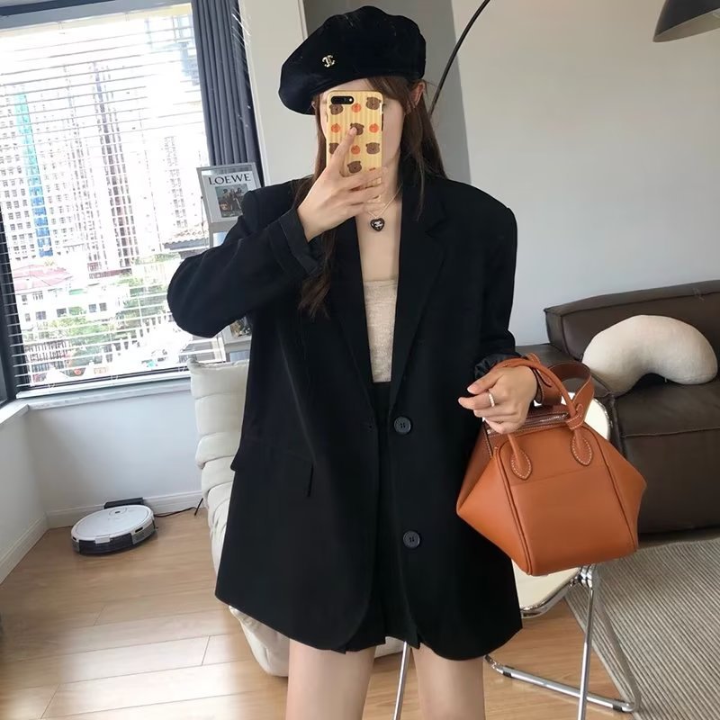 Black suit jacket for women 2024 Spring and Autumn new high-grade Korean style slimming small casual suit jacket