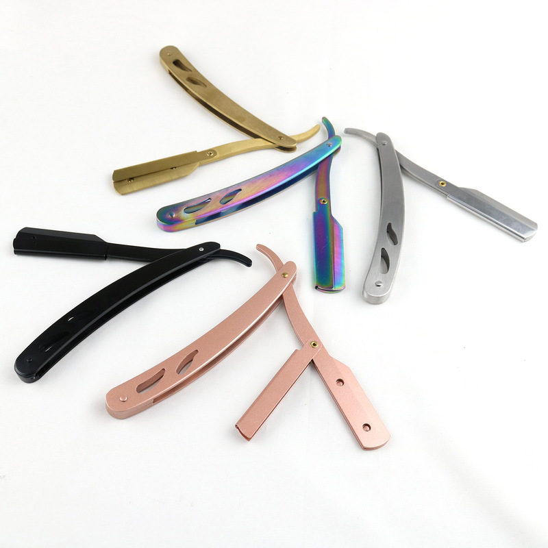 Yuyuan comb factory old-fashioned folding knife holder stainless steel eyebrow cutter hair salon manual beard scraper shaving dressing tool