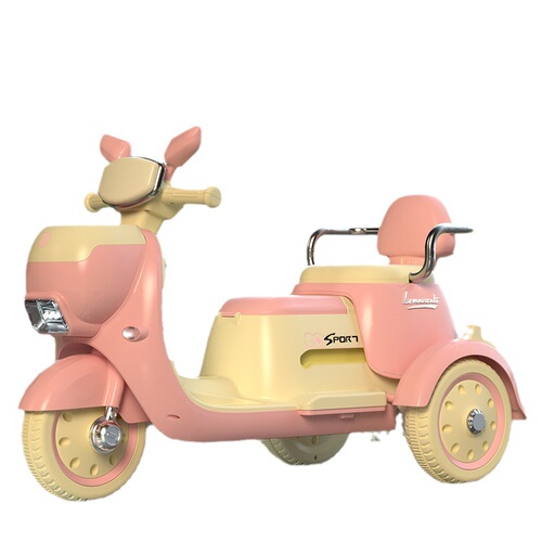 Children's Electric Tricycle Motorcycle for Boys and Girls, Toddlers, Kids, Can Sit for Adults, Dual Seating, Charging Remote Control Toy Car