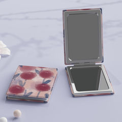 Oil painting tulip small mirror foldable fresh double-sided makeup mirror portable convenient handheld rectangular cute mirror