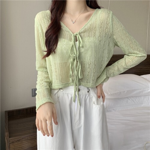 Super Fairy Lace-Up Sun Protection Cardigan for Women 2025 Summer Long-Sleeved Air-Conditioned Shirt Short Top Thin Shawl Jacket Super Fairy Lace-Up Sun Protection Cardigan for Women 2025 Summer Long-Sleeved Air-Conditioned Shirt Short Top Thin Shawl Jacket