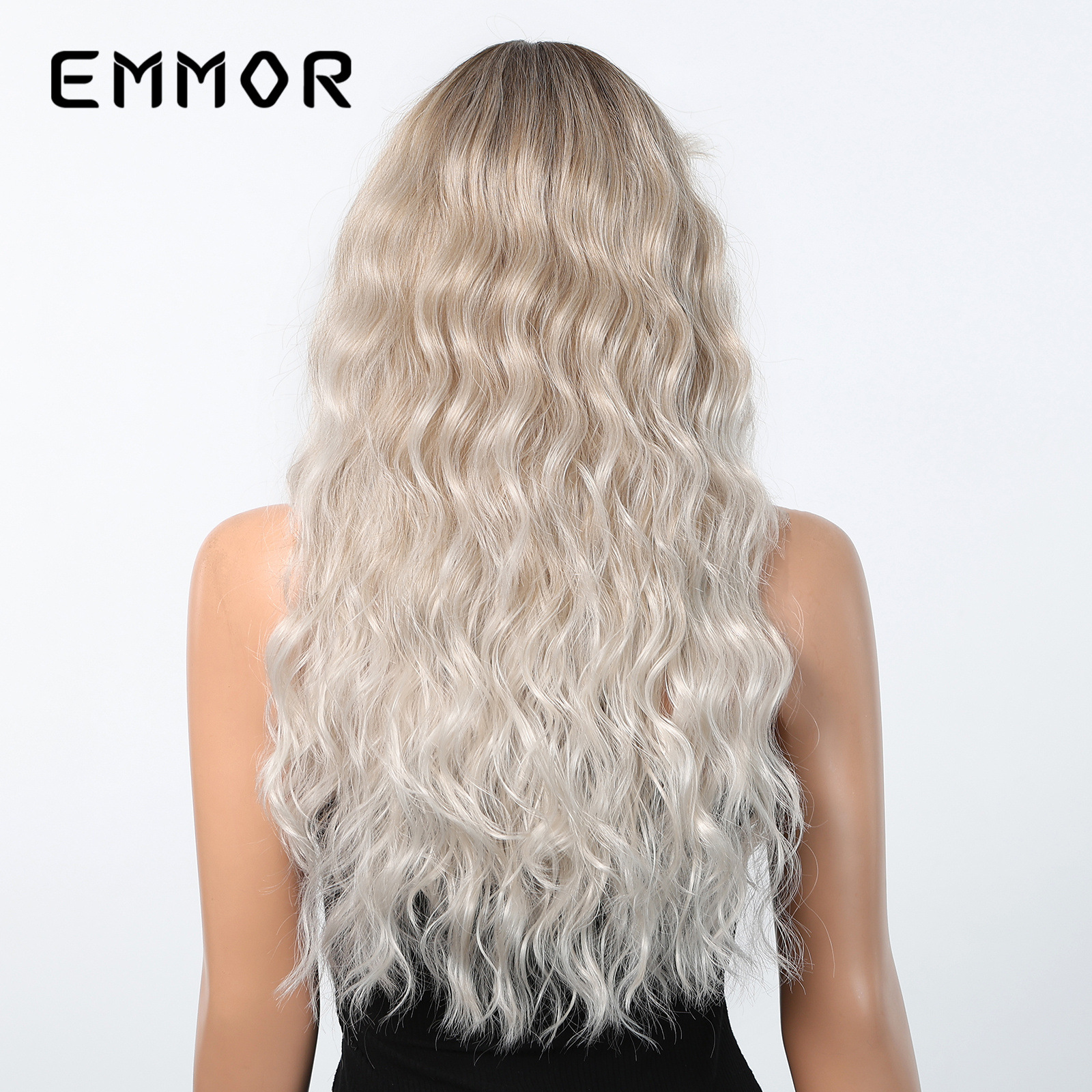 Estilo europeo y americano nuevo estilo blanco rubio lana rizado largo cabello rizado moda ambiente perezoso peluca cabello completo tipo wigs