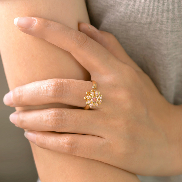 Fashionable cute small design adjustable ring with zircon