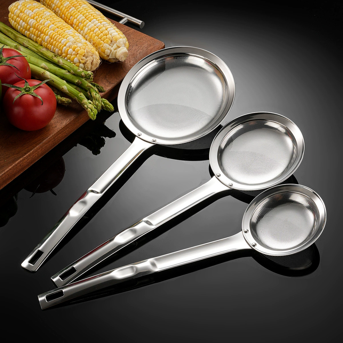 Ложка-скиммер из утолщенной нержавеющей стали 304 с фильтром для домашнего использования, кухонный сепаратор для масла, сито для муки и сока, дуршлаг для соевого молока.