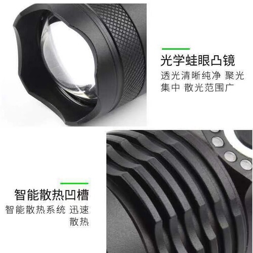 Original factory strong flashlight Type-C charging outdoor high-brightness long-range lighting lamp with power display and retractable variable