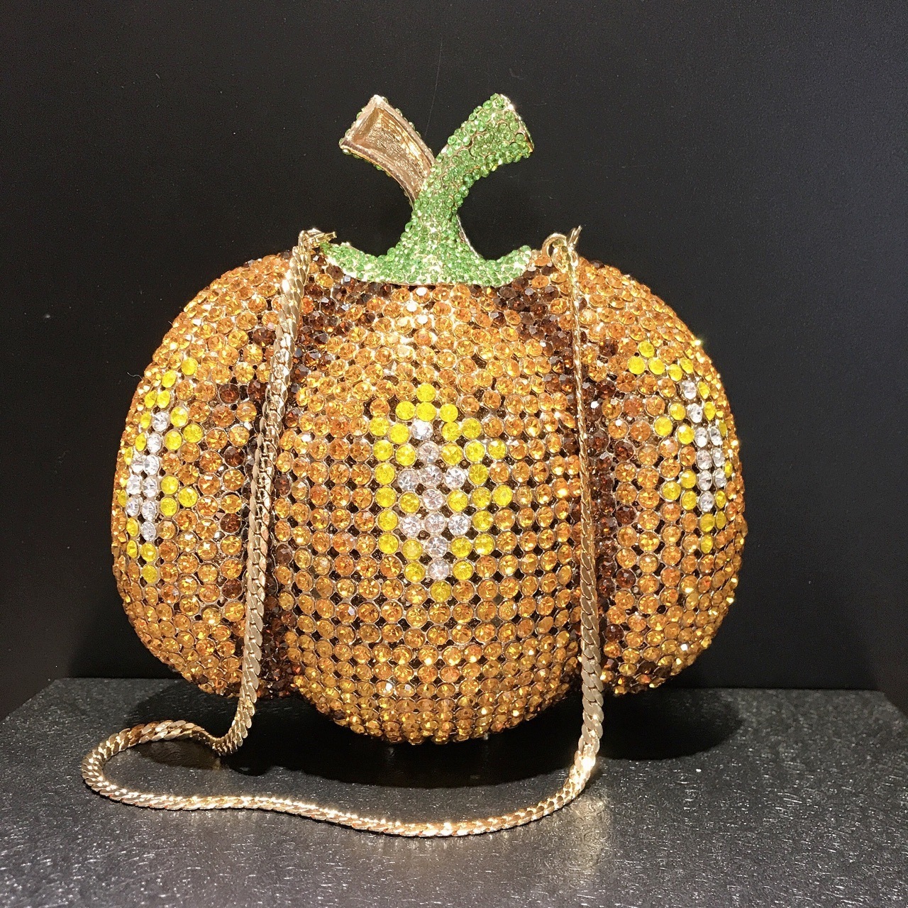 Nuevo paquete de diamantes de calabaza transfronteriza bolsas de cena de diamantes de estilo europeo y americano bolsas de maquillaje de boda embrague de calabaza