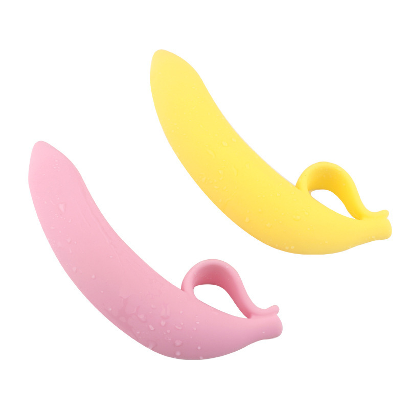 Banana-Shaped Silicone Dildo, Easy-Insert Anal Toy, Yellow Handheld Design — detail image 5