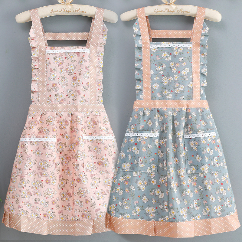 Estilo coreano nuevo impermeable lindo floral delantal transpirable hogar cocina cintura de las mujeres de moda pequeño fresco resistente al desgaste