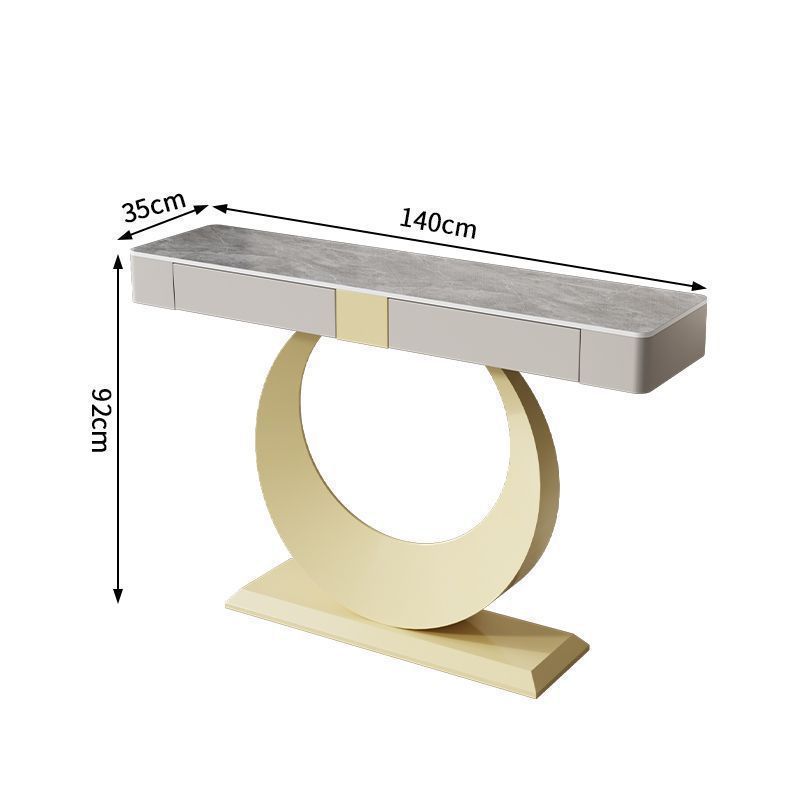 Итальянская серая каменная плита (140*35*92), светлая роскошная золотая основная рама