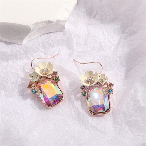 Cross-border European and American flower drop earrings for women Amazon Bohemian ins colorful earrings wholesale retro ear hooks