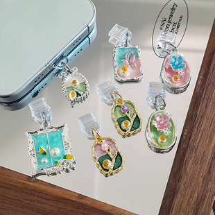 French Monet Garden Series Fashion 16 Charging Port Pendant Type-C Neutral Mobile Phone Dust Plug