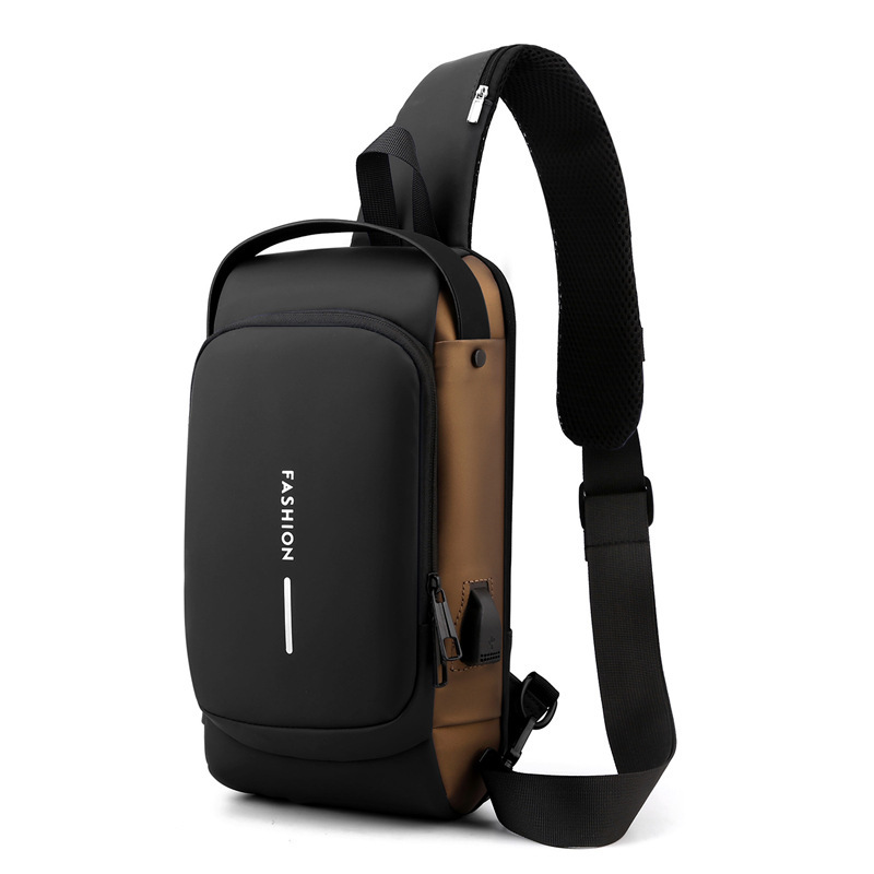 Bolso de los hombres hombro multifuncional crossbody bolsa contraseña cerradura deportes motocicleta bolsa impermeable USB carga Puerto antirrobo bolsa de pecho