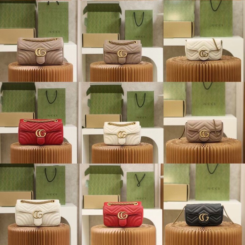 Gucci Marmont High Version Mini Heart Chain Bag, Designer g Brand Original Leather Women's Bag