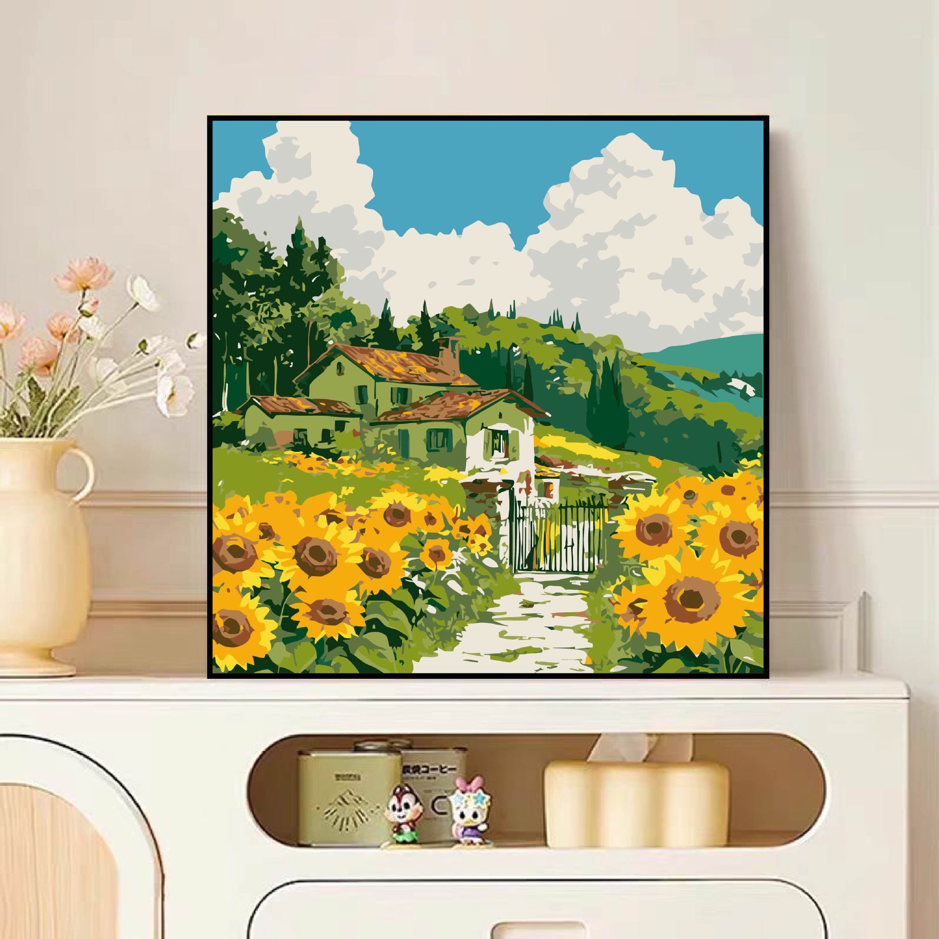 Diy pintura al óleo digital dibujos animados para niños pinturas acrílicas pintadas a mano pinturas de tamaño pequeño pinturas al óleo pintadas de color simple descompresión