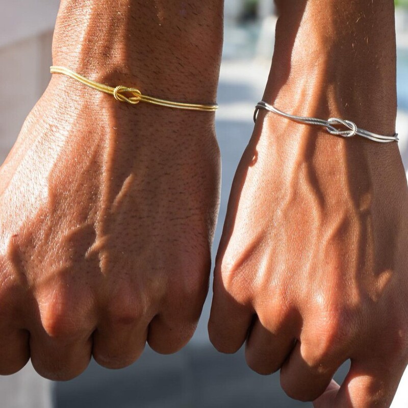 Cross-Border Golden Valentine's Day Titanium Steel Bracelet Stainless Steel Couple Knotted Friendship Bracelet Hand Knotted Snake Bone Bracelet