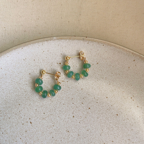 New Chinese style colorful gravel long earrings French retro handmade earrings niche elegant temperament tassel earrings