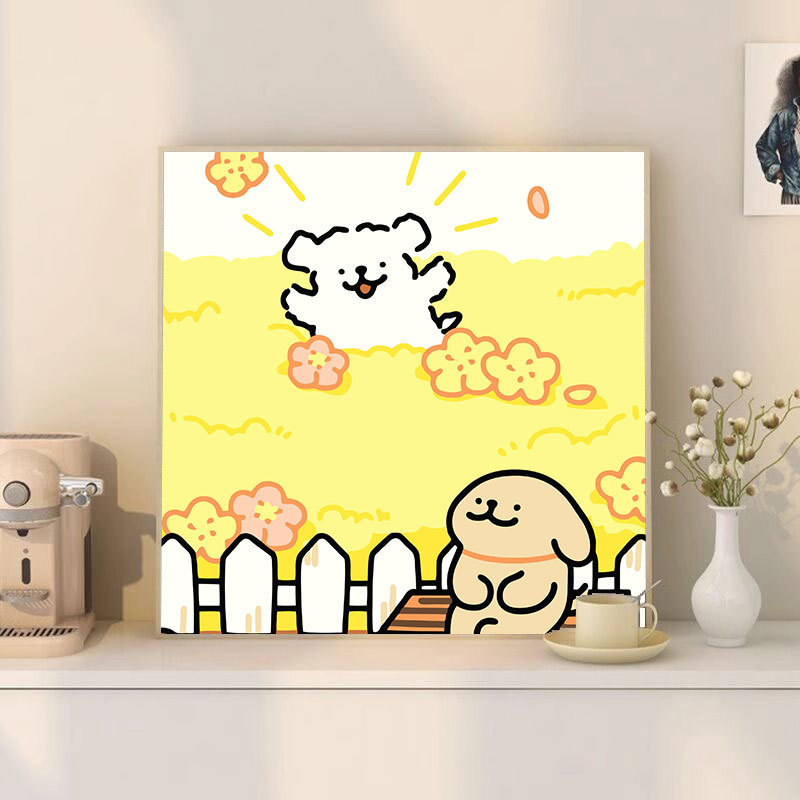 ライン子犬デジタル油絵 diy 手描き落書き漫画かわいい癒しの装飾メーカー卸売|undefined