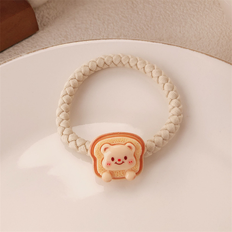 Caricatura encantadora crema oso anillo de cabello de alta elasticidad engrosado oso correa de cabello cuerda de cabello de cola de caballo accesorios para el cabello