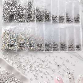 跨境指甲热销平底美甲玻璃水晶钻1440颗一包diy透明白AB饰品星空