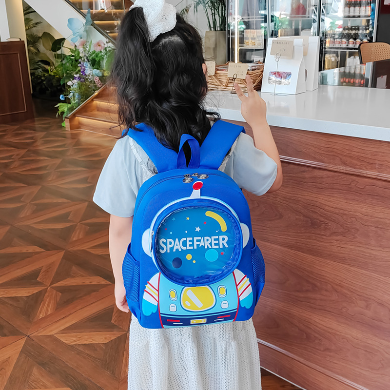 Jardín de infantes bolsas escolares de dibujos animados astronautas gran capacidad mochila de niños y niñas impresión de aire extranjero mochila infantil