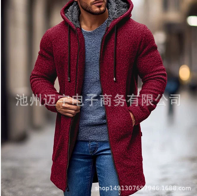 Тёплый вязаный тренд свитер, кардиган, мужская куртка, тренчкот