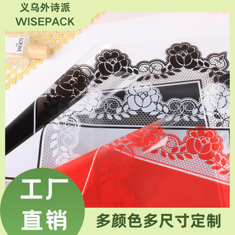 Fábrica directa encaje transparente impermeable regalo papel de embalaje creativo diy flor flor floral papel de impresión de vidrio