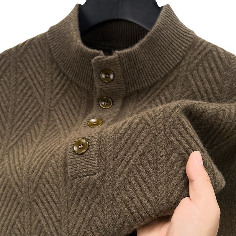 100 순수 양모 스웨터 남자의 칼라 스웨터 새로운 PUYUAN 스웨터 두꺼운 바늘 니트 베이스 셔츠 따뜻한 탑 두꺼운