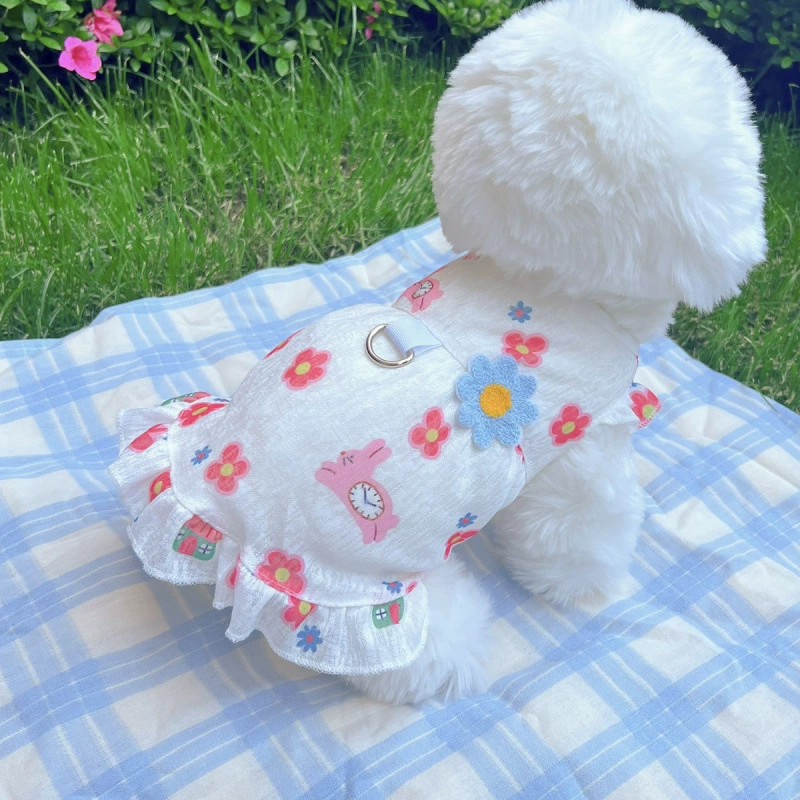 Одежда для собак и кошек, жилеты и юбки, летняя прохладная одежда, противоскользящая, дышащая, милая, тяговая, для выхода на улицу, бишон фризе