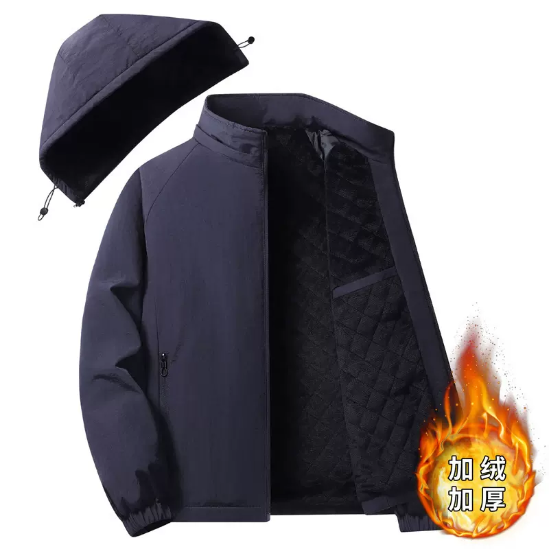 高品质春秋季新款加绒男士夹克外穿户外运动宽松韩版休闲中老年夹