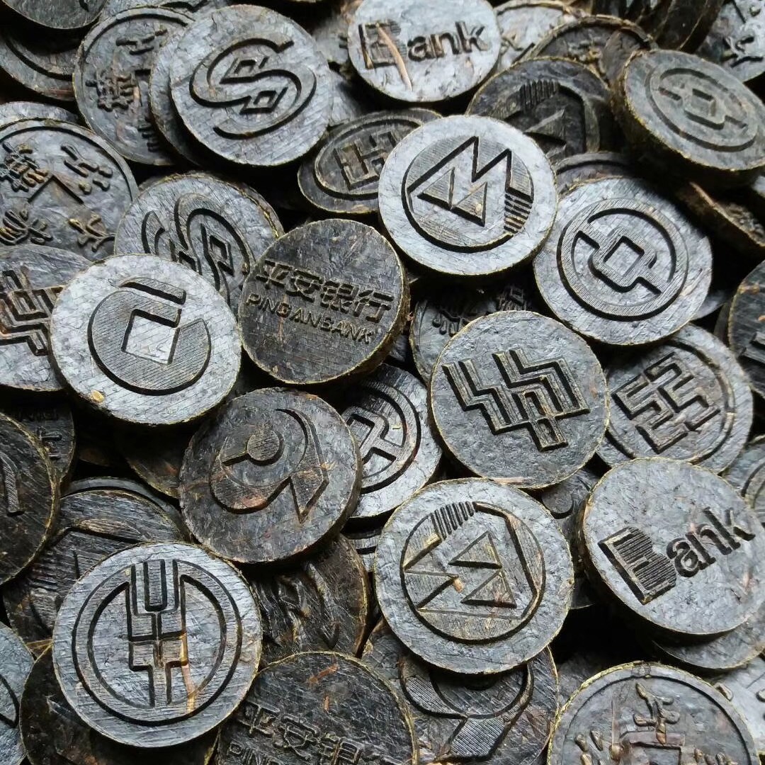 圆形钱币茶片企业LOGO图案黑茶湖南安化渠江薄片加工金融礼品定制