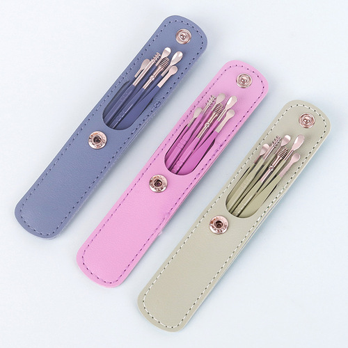Household portable ear scoop six-piece set spiral spring ear picking tool ear picking set six-piece set ear scoop