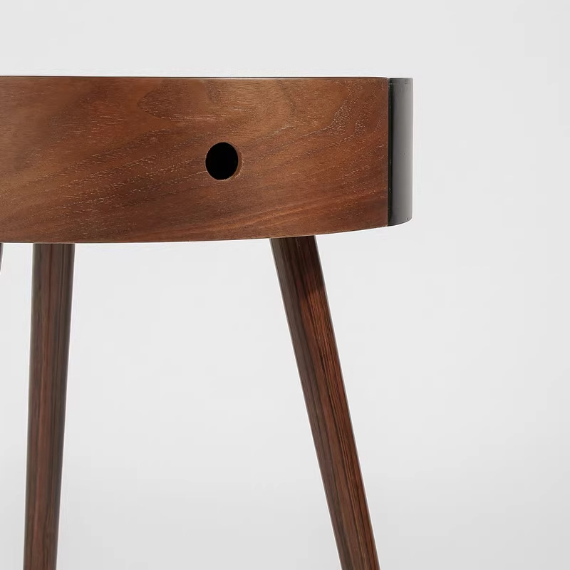 Italian Minimalist Round Bedside Cabinet Living Room Side Corner Single Drawer Small Table Storage Ins Style_voghion.com