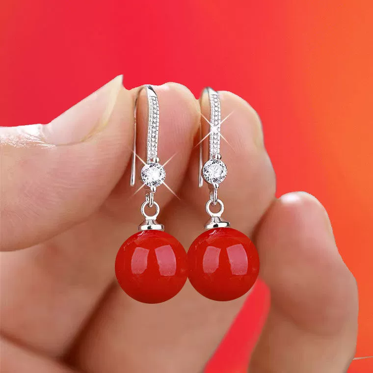Long earrings from pearl, brand oolong tea Da Hong Pao for bride, simple and elegant design