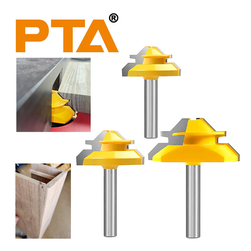 45-Degree Tenon Joint Router Bit with 1/4 Shank for Woodworking, Tenon Joint Milling Cutter, Panel Jointing Router Bit, Right-Angle Grooving Woodworking Router Bit